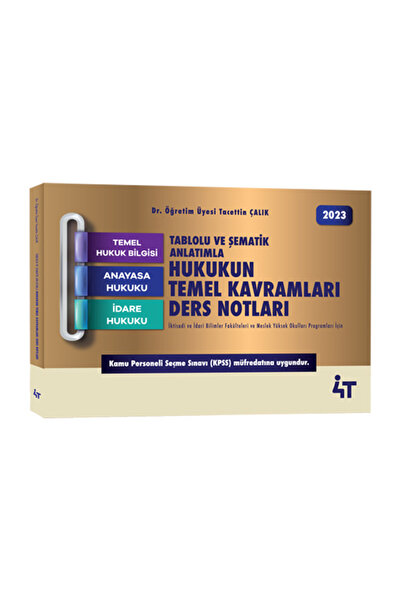 4T YAYINEVİ Tablolu ve Şematik Anlatımla HUKUKUN TEMEL KAVRAMLARI Ders Notları