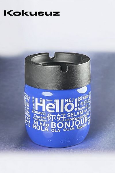Şahane Pazar New Hello Patterned Glass Odorless Ashtray 3004 FMA330047