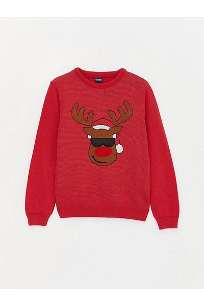 LC Waikiki LCW Kids Crew Neck New Year Themed Long Sleeve Boy's Knitwear Sweater