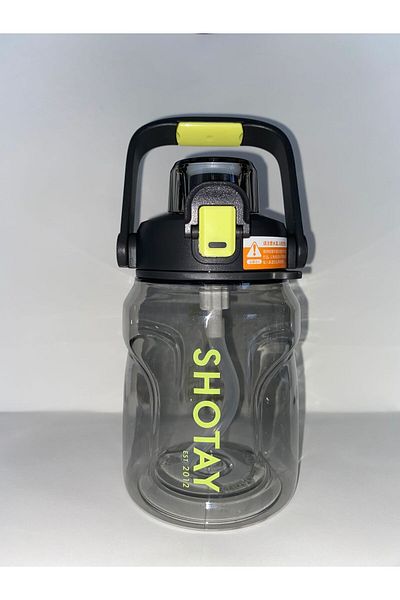 Shotay ST-7313 Tritan Flask with Straw and Hanger 1000 ml Black