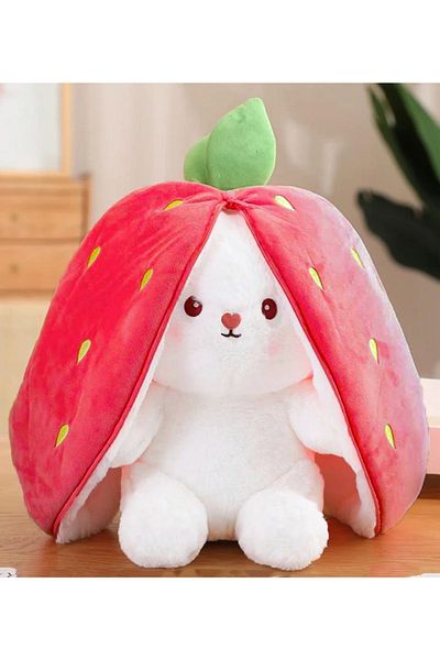 Canestar Embroidered Cute Plush Strawberry Rabbit -Red - Gift Plush Toy