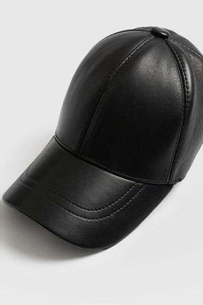 BAHELS Černá unisex veganská kožená čepice
