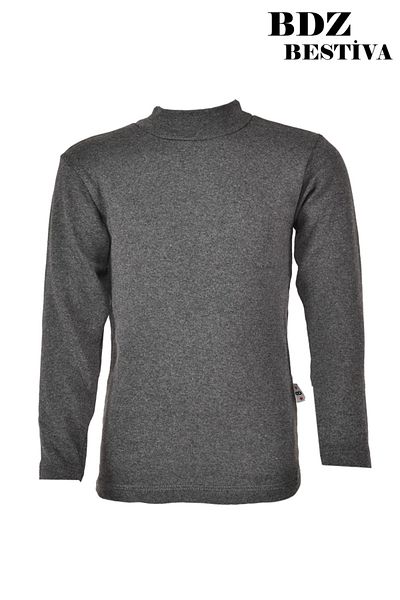 my doğa store Pack of 3 Unisex Cotton Lined Half Turtleneck Gray Children's Bodysuit
