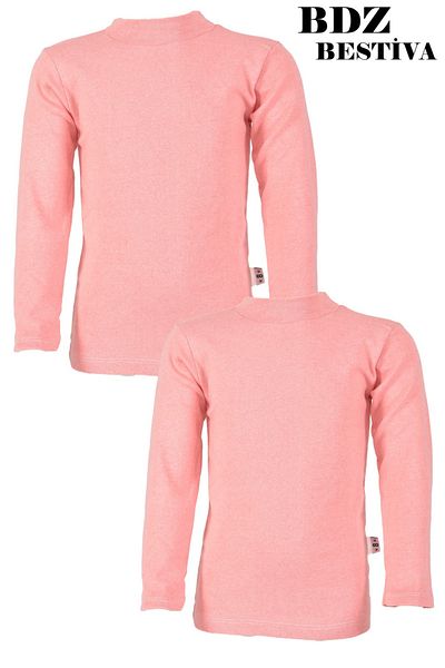 my doğa store Pack of 2 Unisex Cotton Lined Half Turtleneck Pink Children's Bodysuit