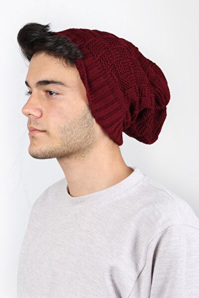 toptanhanem Beretă de lână pentru bărbați cu design modern, roșu Claret