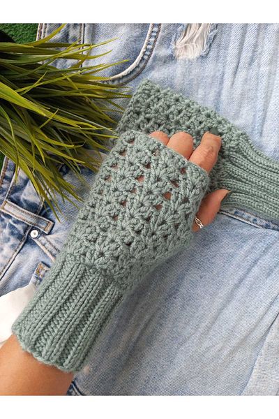 ZeynDesign Trendy Mint Fingerless Gloves
