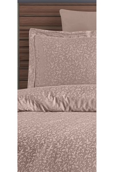 DenizliHomeTex Σετ Παπλωματοθήκη Ecosse Flowers Viscon Satin Jacquard-Μπεζ ( 6 τεμάχια )