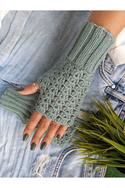ZeynDesign Trendy Mint Fingerless Gloves