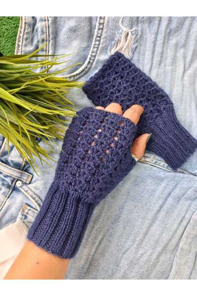 ZeynDesign Trendy Lacivert Parmaksız Eldiven