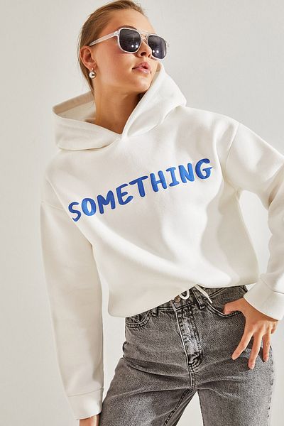 Bianco Lucci Women's Hooded Printed Three Thread Sweatshirt