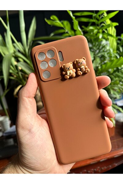 Tria غلاف هاتف من السيليكون بتصميم دمية دب مخملي متوافق مع هاتف اوبو رينو 5 لايت