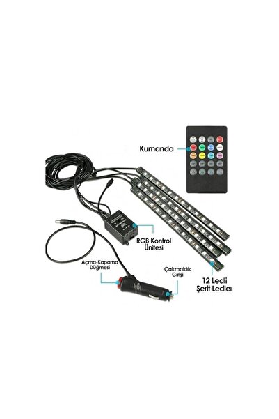 Temiz Pazar 4 قطع للتحكم عن بعد تحت القدم داخل السيارة 48 مصباح LED متعدد الأ...