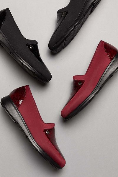 Gondol Pantofi casual din piele naturală cu părți elastice vdt.195 - Roșu Claret - 40
