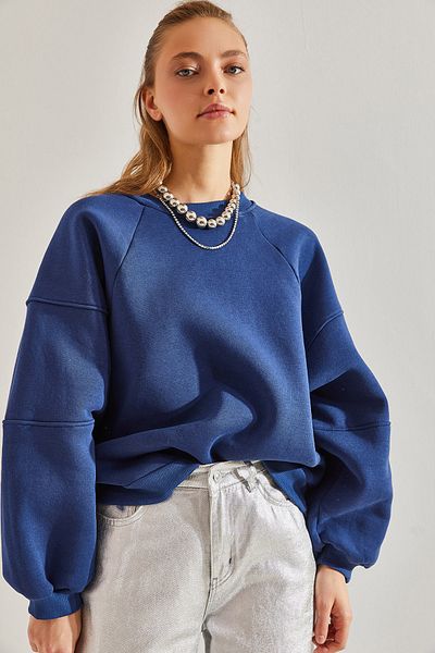 Bianco Lucci Damska bluza typu oversize z podwyższonymi trzema nitkami