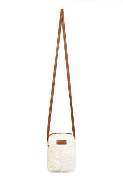 NOTHING Γυναικεία Κρεμ Ταν Γούνινη Μίνι Θήκη Τηλεφώνου Τσάντα ώμου