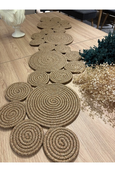 MaVaux Saturn Runner Natural Jute, Patterned, Wicker, Placemat, Table, Coffee Table Cloth Runner 30x125