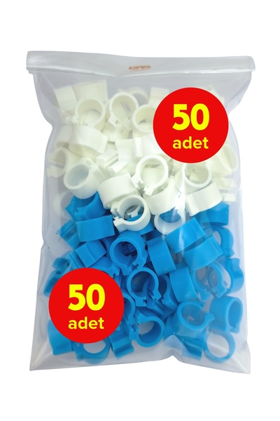 Vixpet Poppy Mavi Beyaz Güvercin Bileziği Klips (50 Adet Mavi - 50 Adet Beyaz)