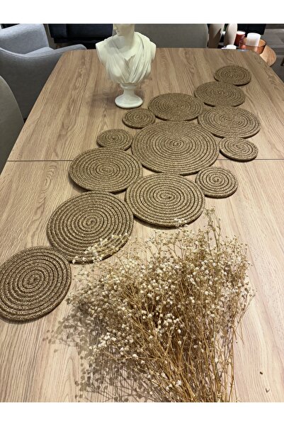 MaVaux Mars Modern Natural Jute, Patterned, Wicker, Placemat, Table, Coffee Table Cloth Runner. 45x120