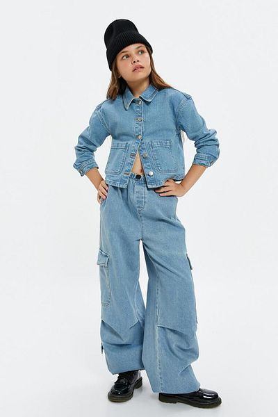 Koton Jachetă din denim cu mânecă lungă din bumbac, cu buzunare, pentru fete 4WKG20003AD