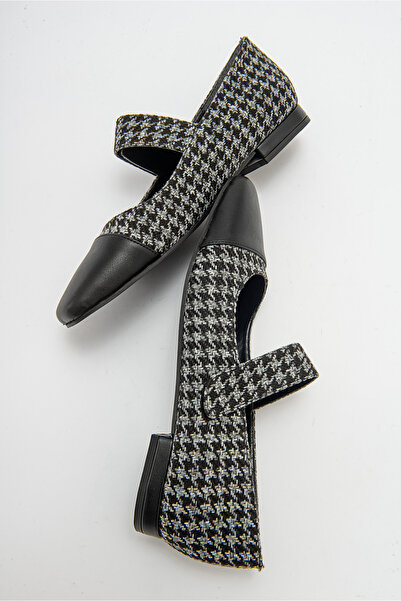 Niloshka TOWN Black Houndstooth Velcro Casual Ballet Shoes