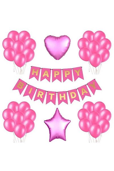 DÜVENCİ TİCARET LUXURY PINK BIRTHDAY BALLOON SET