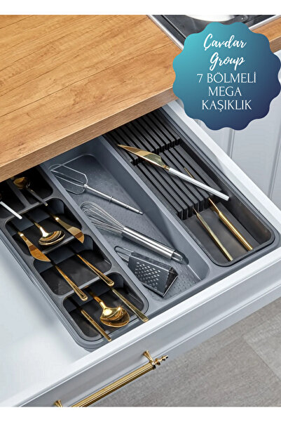 Çavdar Group 7 Bölmeli Mega Kaşıklık-Bıçaklık Organizer Çekmece İçi Düzenleyi...