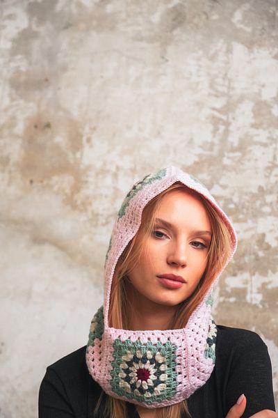The Carmiti Hand Knitted Crochet Pink Balaclava