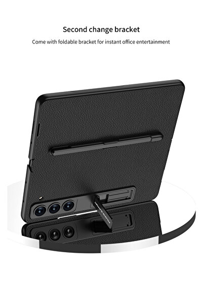 Fogy Samsung Galaxy Z Fold 5 Uyumlu S kalem yuvası ile Kickstand vaka Lüks te...