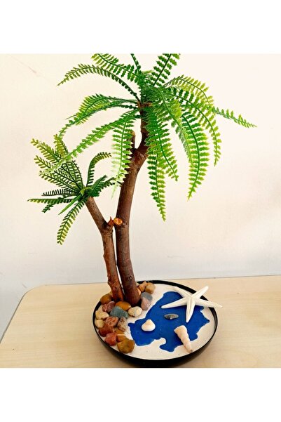 YEŞİLADA Yapay Bonsai Ağacı 50 Cm Boy Japon Deniz Palmiye Ağacı Minyatür Bonz...