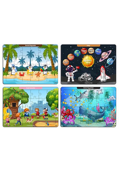 kutuTR Notpa Kids Educational and Educational Wooden 24 Piece Colorful Puzzle Set of 4 9