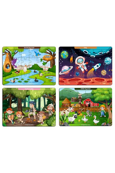 kutuTR Notpa Kids Educational and Learning Wooden 24 Piece Colorful Puzzle Set of 4 7