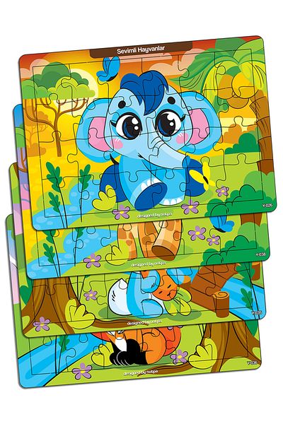 kutuTR Notpa Kids Educational and Educational 24 Pieces Wooden Colorful Puzzle Cute Animals Set of 4 13