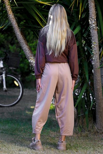 Chiccy Pantaloni Shalwar cu picioare largi, maro deschis