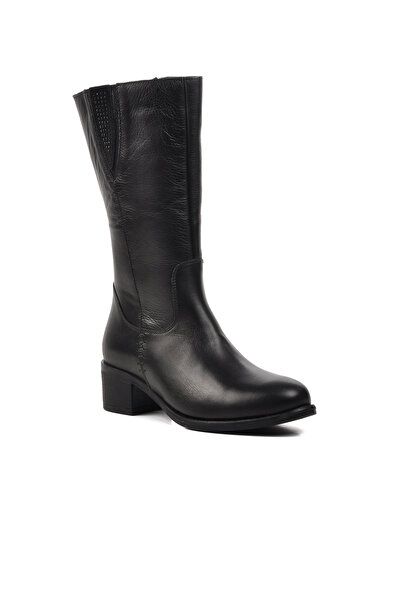 Voyager 9289 Μοντέλο - Μαύρες γυναικείες μπότες από γνήσιο δέρμα, φλις