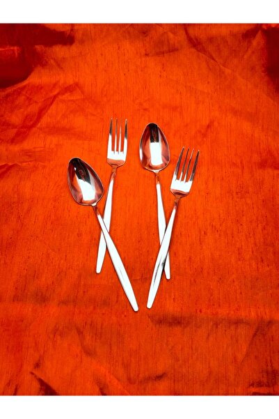 ARVEY 24 Parça 12 Kişilik Natural Sivri Yemek Kaşık & Yemek Çatalı