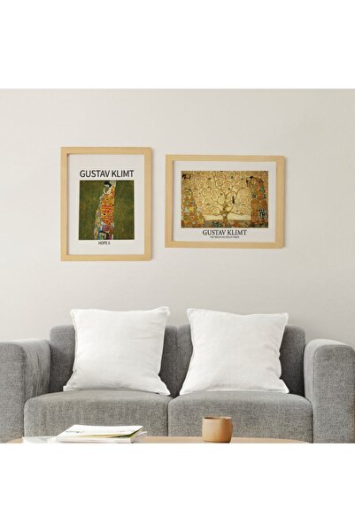 Ayışığı Dizayn Set de picturi din 2 piese Gustav Klimt Hope Tree cu rama din lemn natural