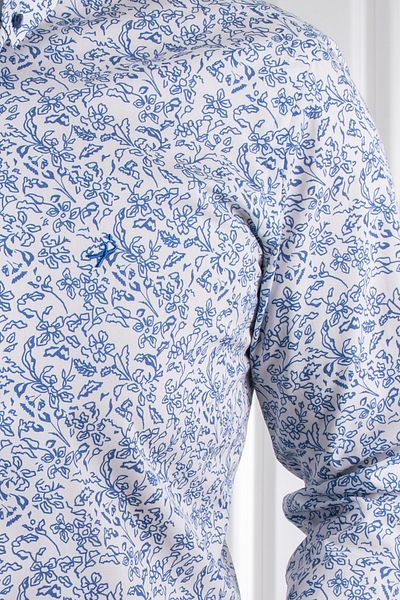 Sarar Interview Goias Button Collar Patterned Slim Fit White Shirt