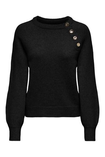 ONLY 15302253 Only Onlemma Ls Button Oneck Knt Women's Sweater Black