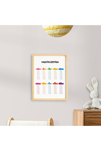 Ayışığı Dizayn Çocuk Multiplication-Çarpım Tablosu Doğal Ahşap Çerçeveli Tekl...