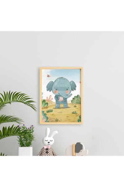Ayışığı Dizayn Dečji slon sa livade - Set jedne slike slona na polju sa priro...