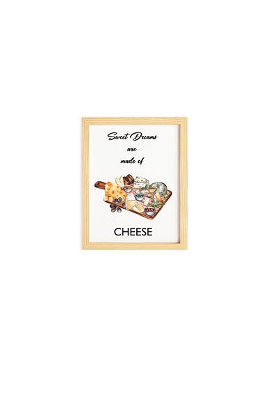 Ayışığı Dizayn Set de pictură murală pentru bucătărie, poster cu rame din lemn Cheese Lovers