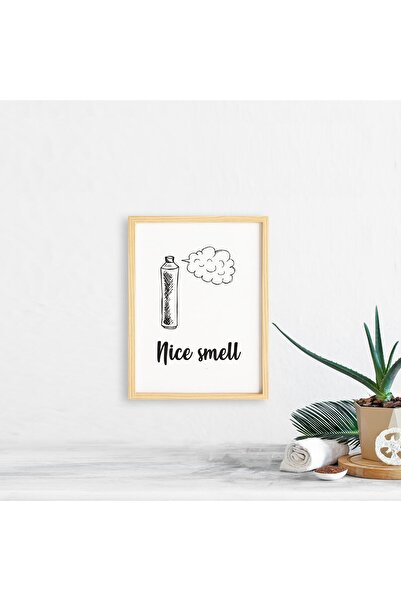 Ayışığı Dizayn Banyo-Nice Smell-Hoş Koku Doğal Ahşap Çerçeveli Tekli Tablo Seti