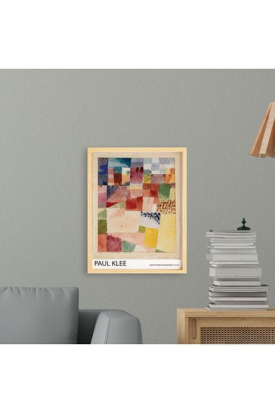 Ayışığı Dizayn Paul Klee Hammamet Set de pictură unică cu cadru din lemn natural
