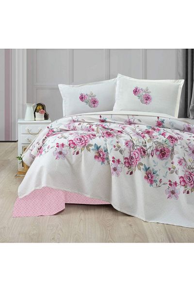 ŞENER HOME Cotton Single Ranforce Pique Set Pink Color