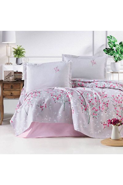ŞENER HOME Single Cotton Ranforce Pique Set Pink