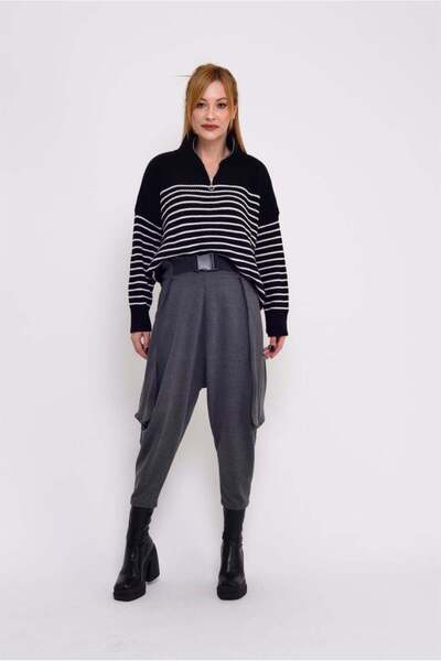 ZTO بنطال شالوار بتفاصيل حزام بوهو للسيدات