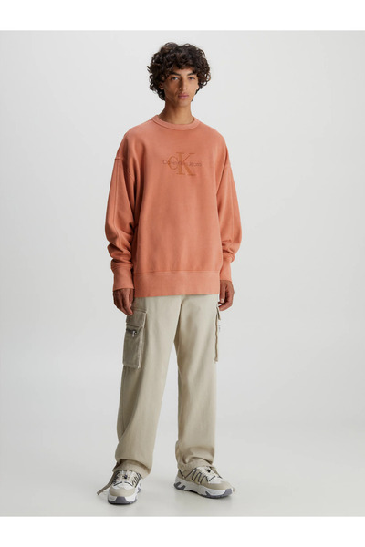 Calvin Klein Erkek Yuvarlak Uzun Kollu Günlük Turuncu Sweatshirt J30J324091-SEC