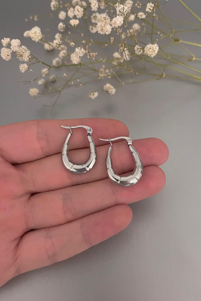 Jaida Moda أقراط نسائية فضية بتصميم عتيق من الفولاذ