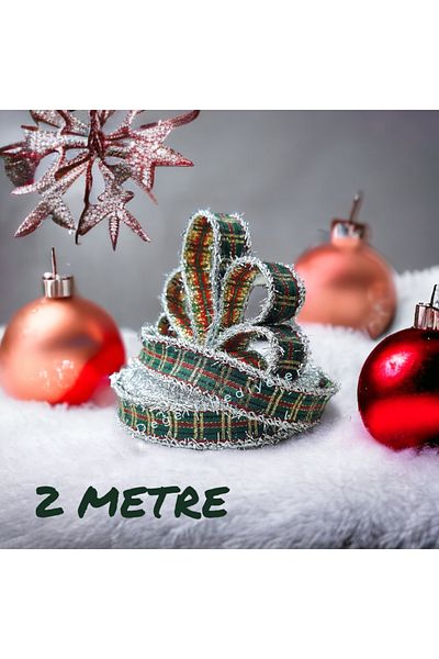 AGH Değerli Hediyeler Κορδέλα Πρωτοχρονιάς 2 μέτρων Καρό Glitter Διακοσμητική Κορδέλα Κουτί Κορδέλα συσκευασίας