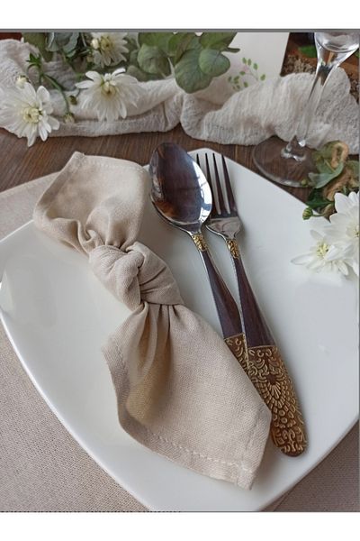 eyma home Χαρτοπετσέτα 100% Βαμβάκι Ακατέργαστη Λινά 30×30 Εκ. 6τμχ
